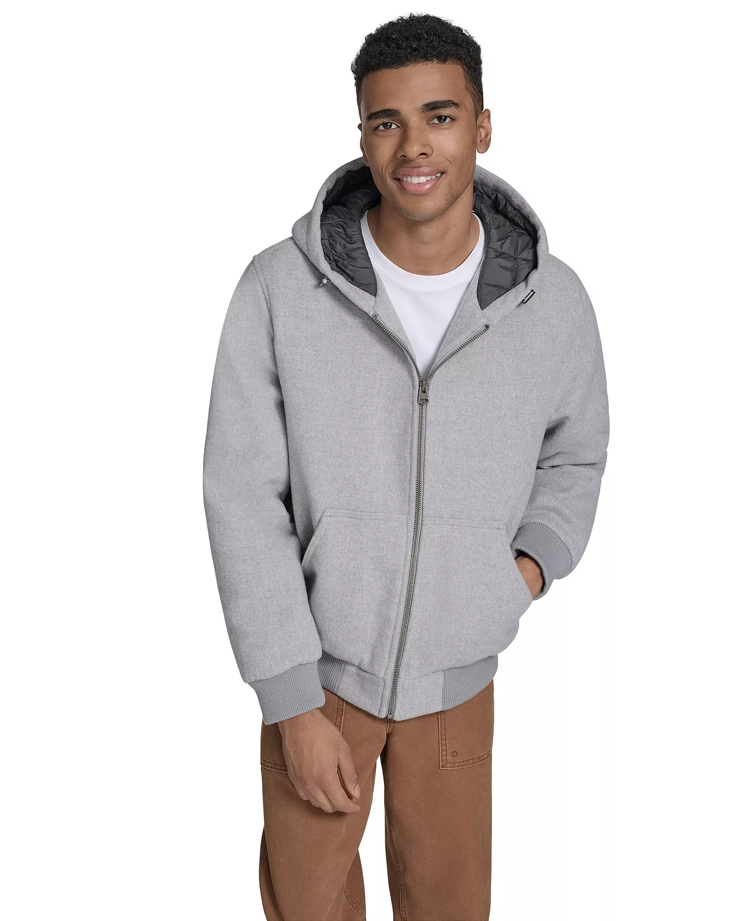 mni-9fc8af4147f93202dab3ac5f91d07e51 Men's Wool-Blend Hooded Bomber Jacket