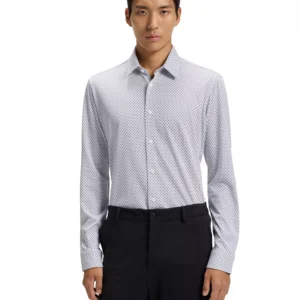 Men's Printed Cotton Blend Slim-Fit Dress Shirt