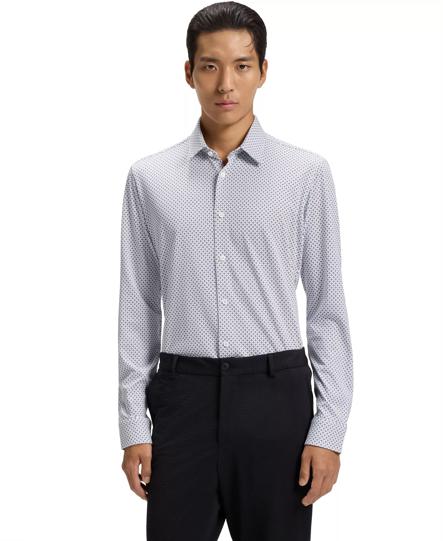 mni-9fdf5c2d609af84ba0719d34c16a5e8f Men's Printed Cotton Blend Slim-Fit Dress Shirt