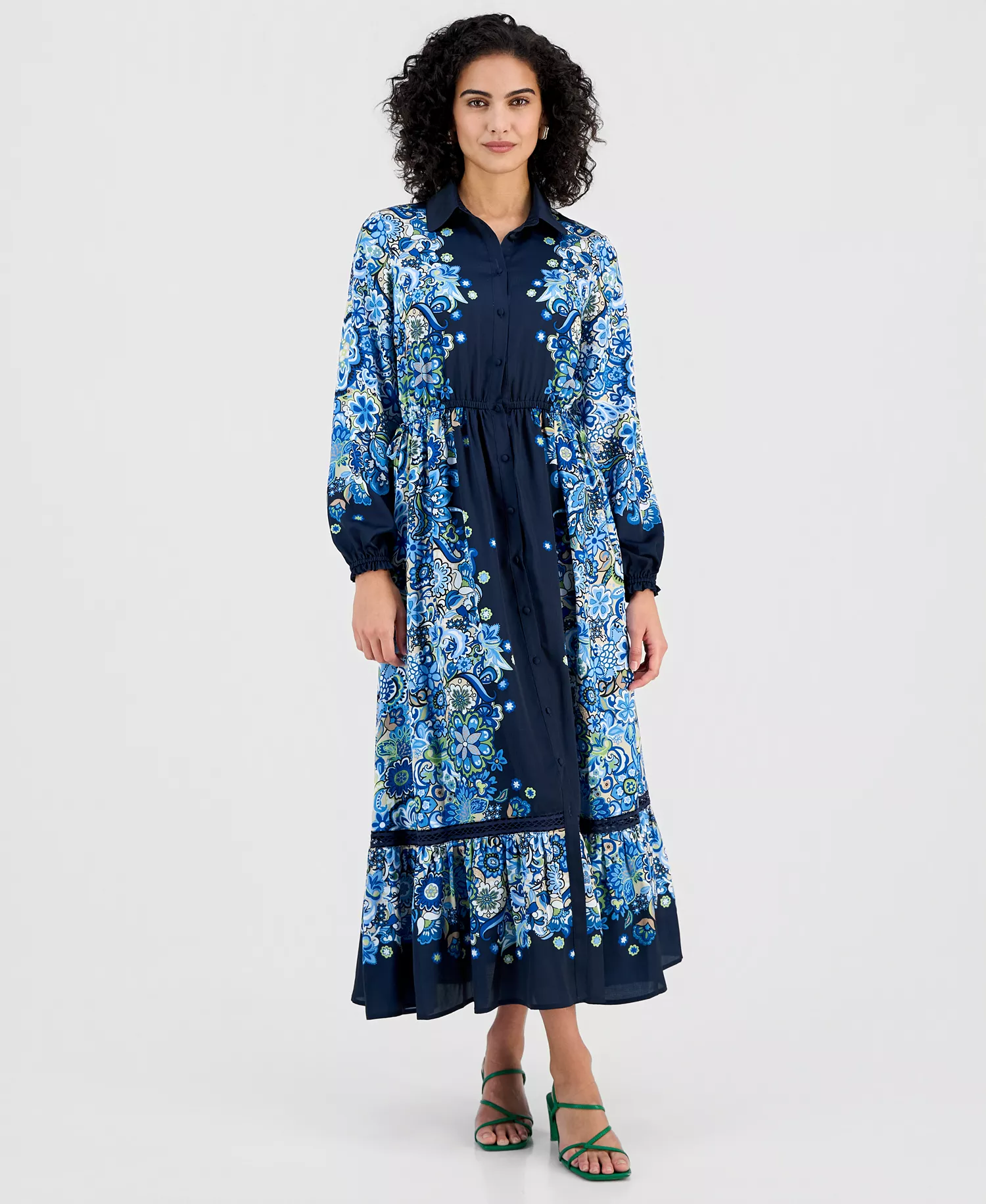 mni-9ff809a558b6ae99e0d08c93a782e0b1 Women's Printed Button-Front Maxi Dress
