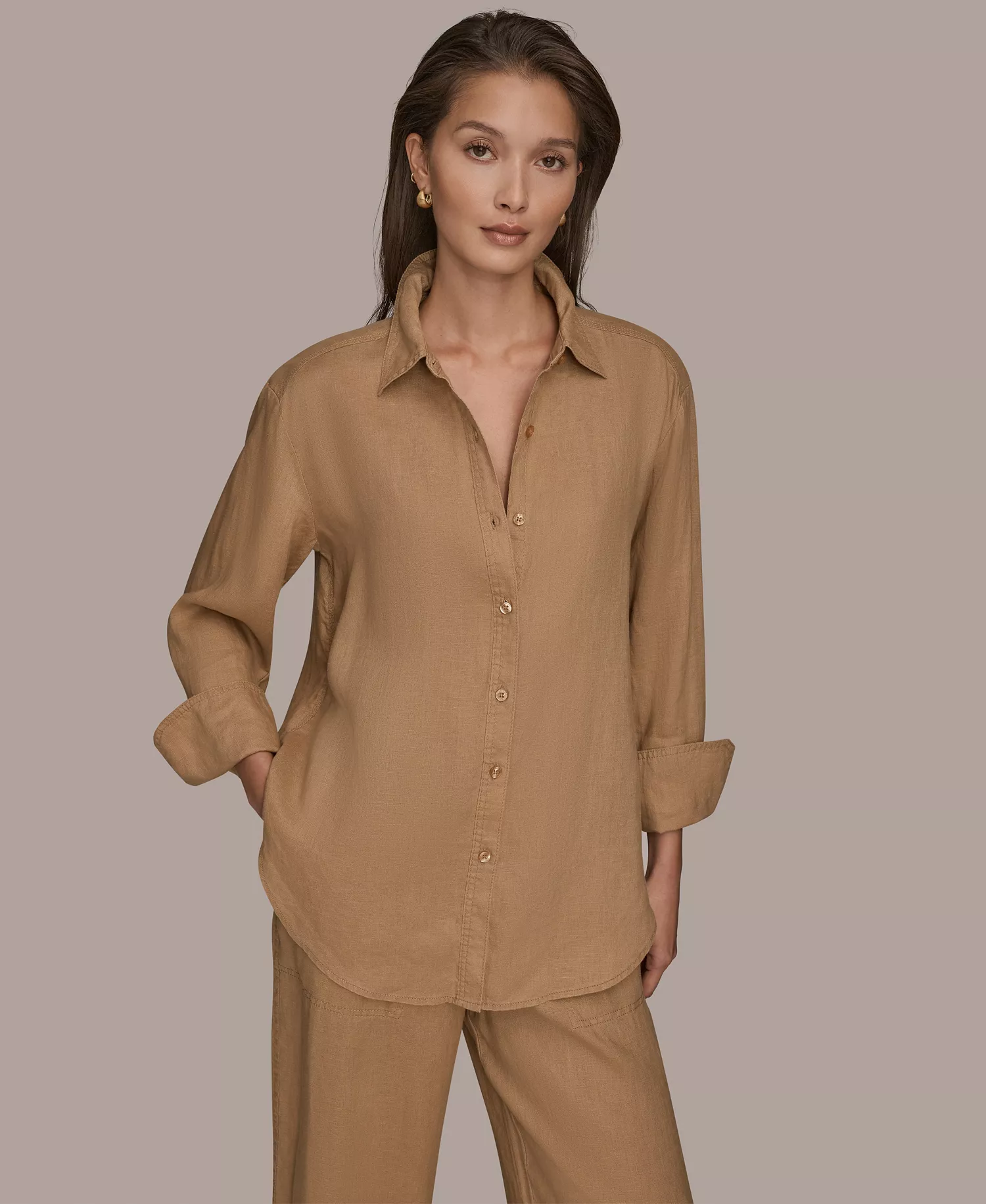 mni-9ffd6fc4e050650dba419fc0e9b99989 Women's Button-Down Linen Shirt — изображение 4