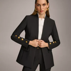 Women's Button Sleeve Blazer, Regular & Petite