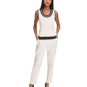 Women's Scoop-Neck Sleeveless Knit Top with Contrast Trim