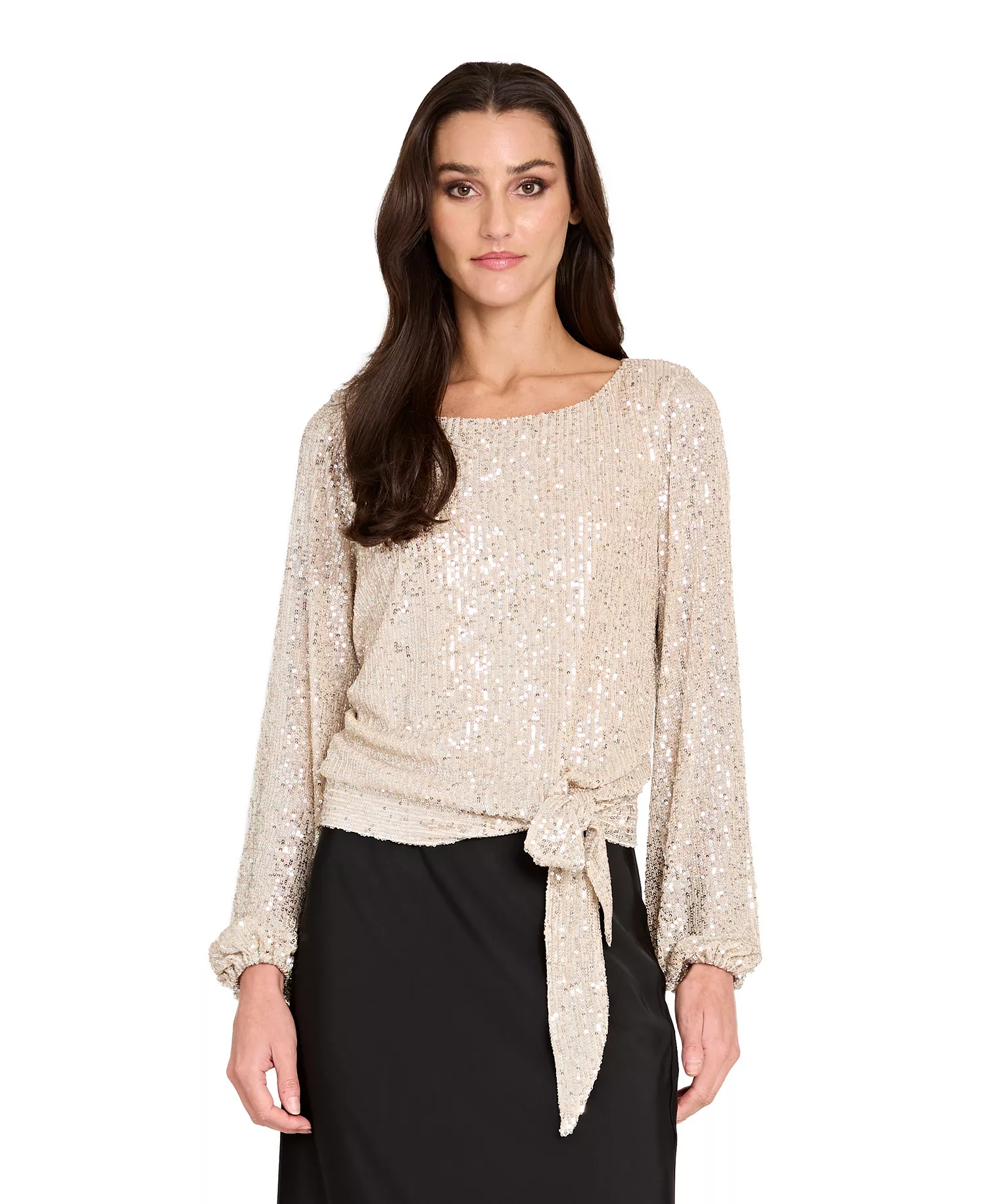 mni-a0da83f344f99e34ae69dd807644bab4 Petite Sequin Tie-Hem Top — изображение 3