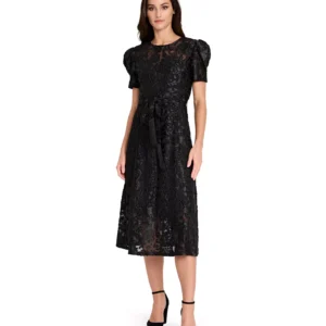 Women's Puff Short-Sleeve Burnout Dress