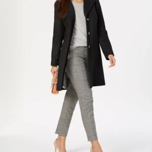 Womens Single-Breasted Wool Blend Coat
