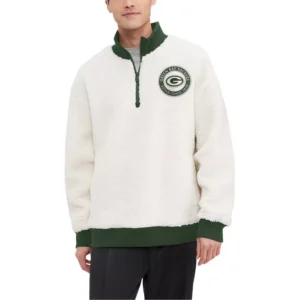 Men's Cream Green Bay Packers Jordan Sherpa Quarter-Zip Sweatshirt
