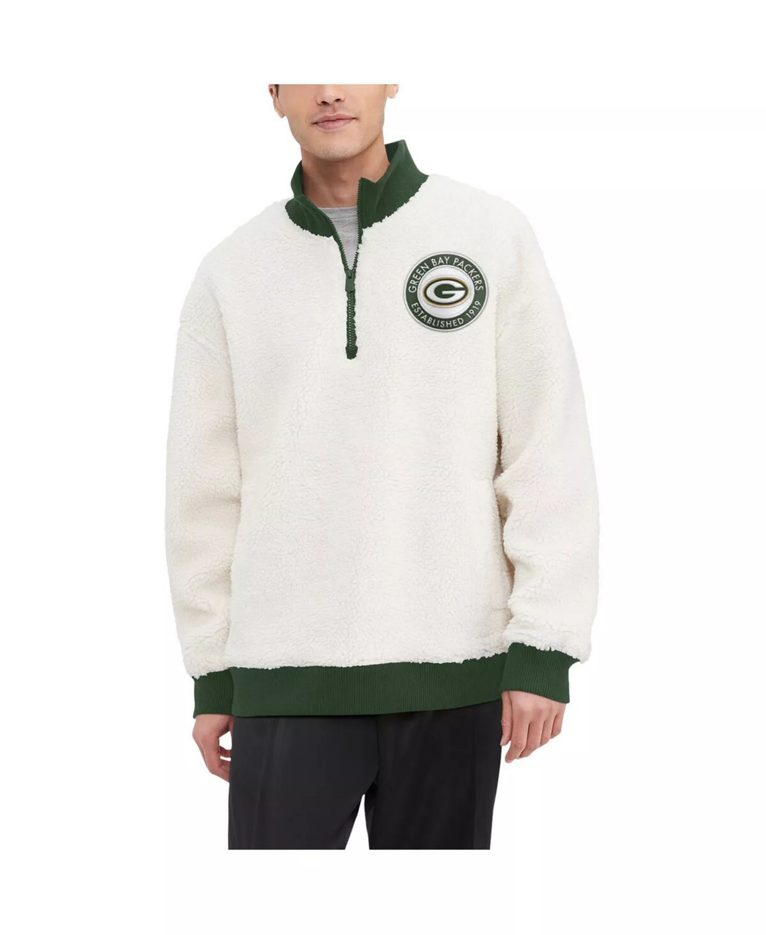 mni-a21d9405031457033b31796fbf7e34d2 Men's Cream Green Bay Packers Jordan Sherpa Quarter-Zip Sweatshirt