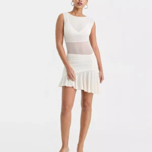 Women's Asymmetric Mesh Mini Dress, Macy's Exclusive