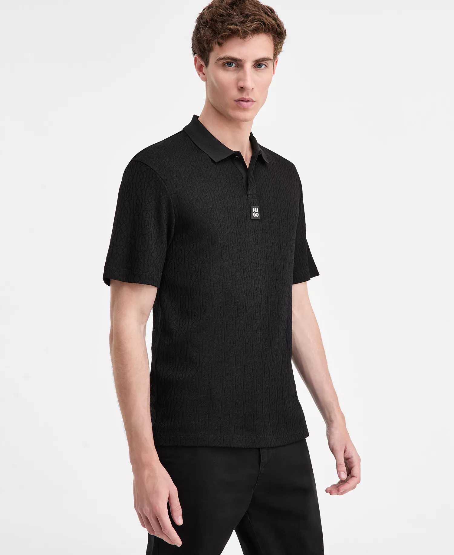mni-a28dcfc28282b0c26bd1d48f528ba007 Men's Dallovo Relaxed-Fit Short-Sleeve Textured Polo Shirt