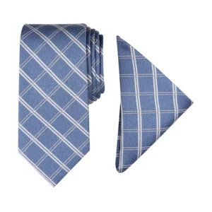 Men Marion Grid Tie & Pocket Square Set