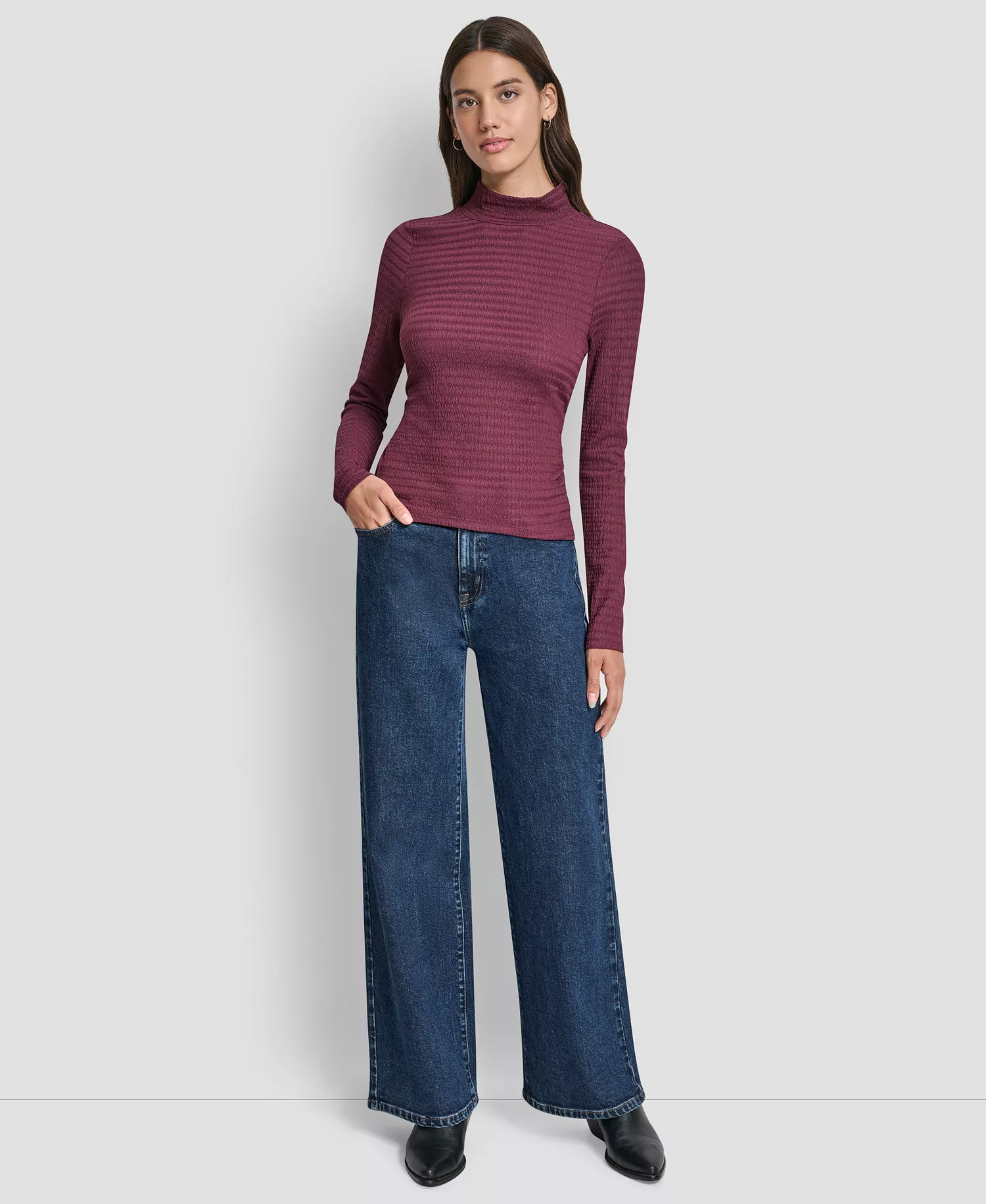 mni-a3452ab9cdd39823d854c1e9e3269ebc Women's Ripple Lace Mock Neck T-Shirt