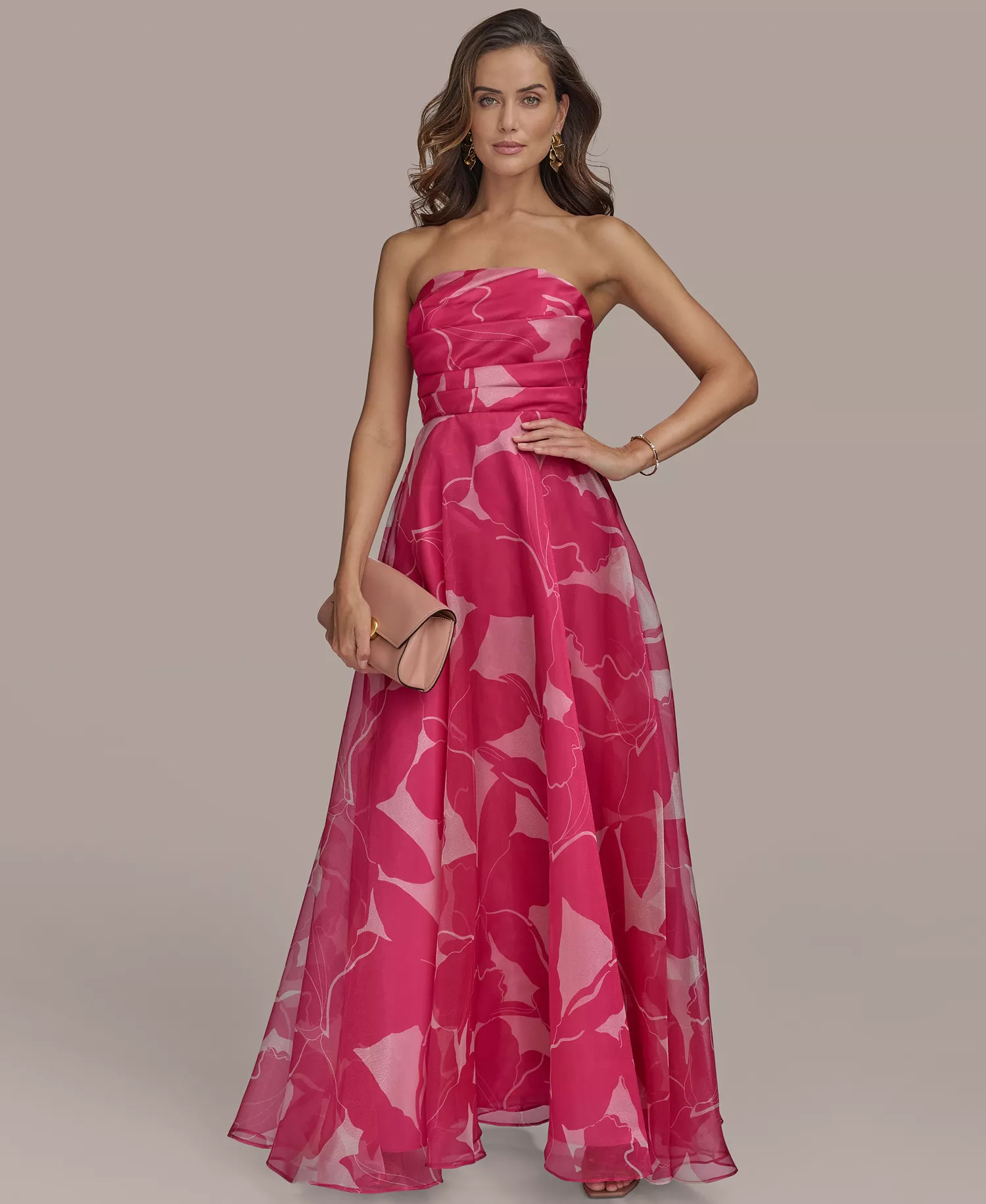 mni-a3c882c6ae9be400b505d12be3f942af Women's Printed Strapless Ball Gown