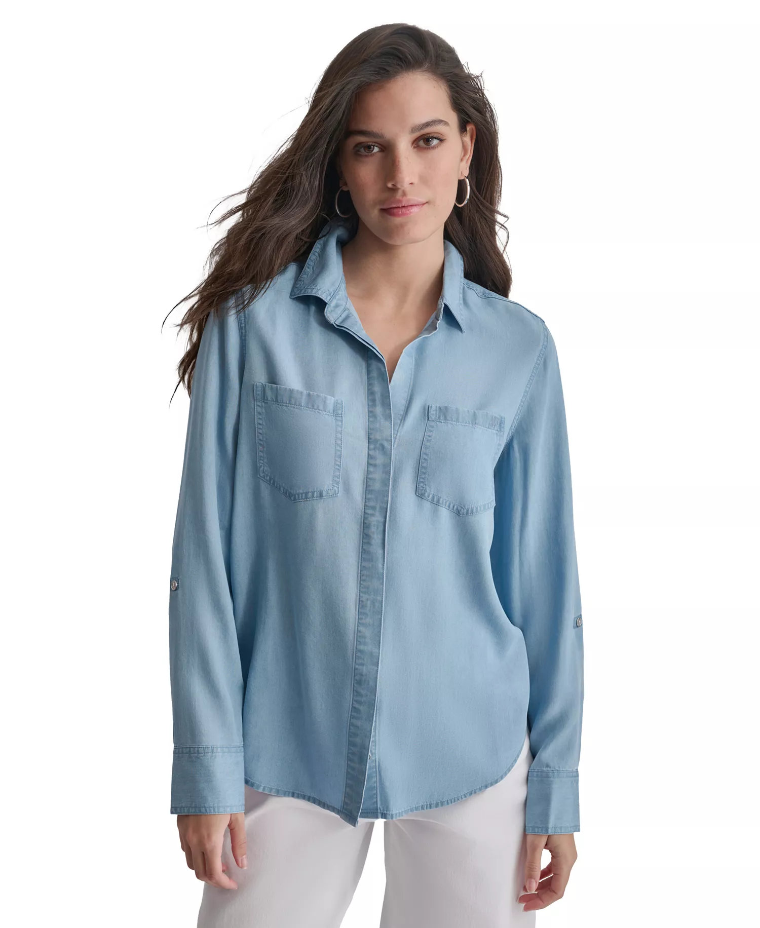mni-a3f7b9db65ce9906562fa9cacb9922f4 Women's Roll-Tab-Sleeve Button-Front Shirt — изображение 3