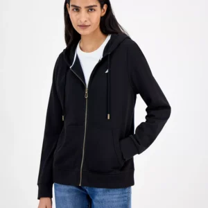 Jeans Women's Solid Zip-Front Hoodie, Online Only