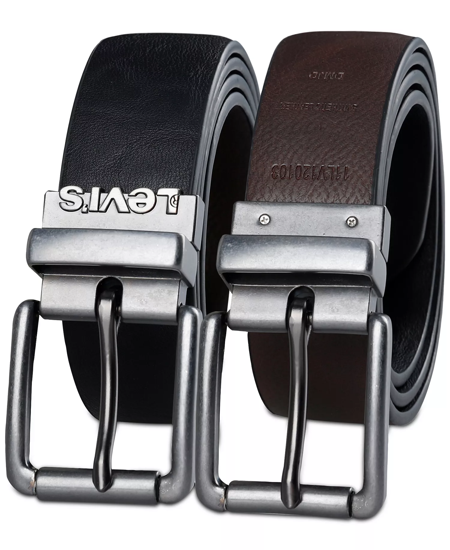 mni-a4a8ed8e7472423cc662ef27da072245 Men's Logo Buckle Stretch Reversible Leather Belt