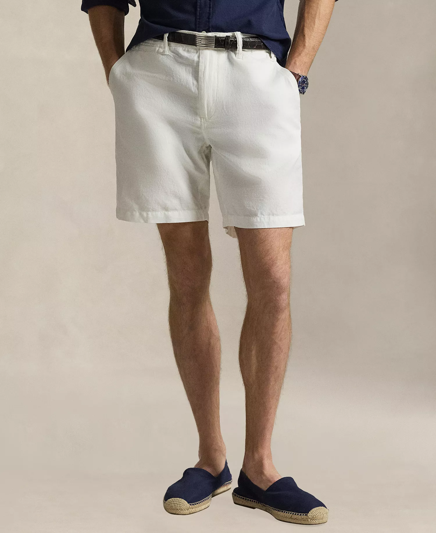 mni-a4d6e213afe32f71b8c3e0951b2b3716 Men's 8.5" Straight-Fit Linen Cotton Chino Shorts — изображение 4