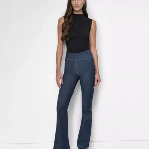 Petite High-Rise Flared-Leg Pull-On Jeans