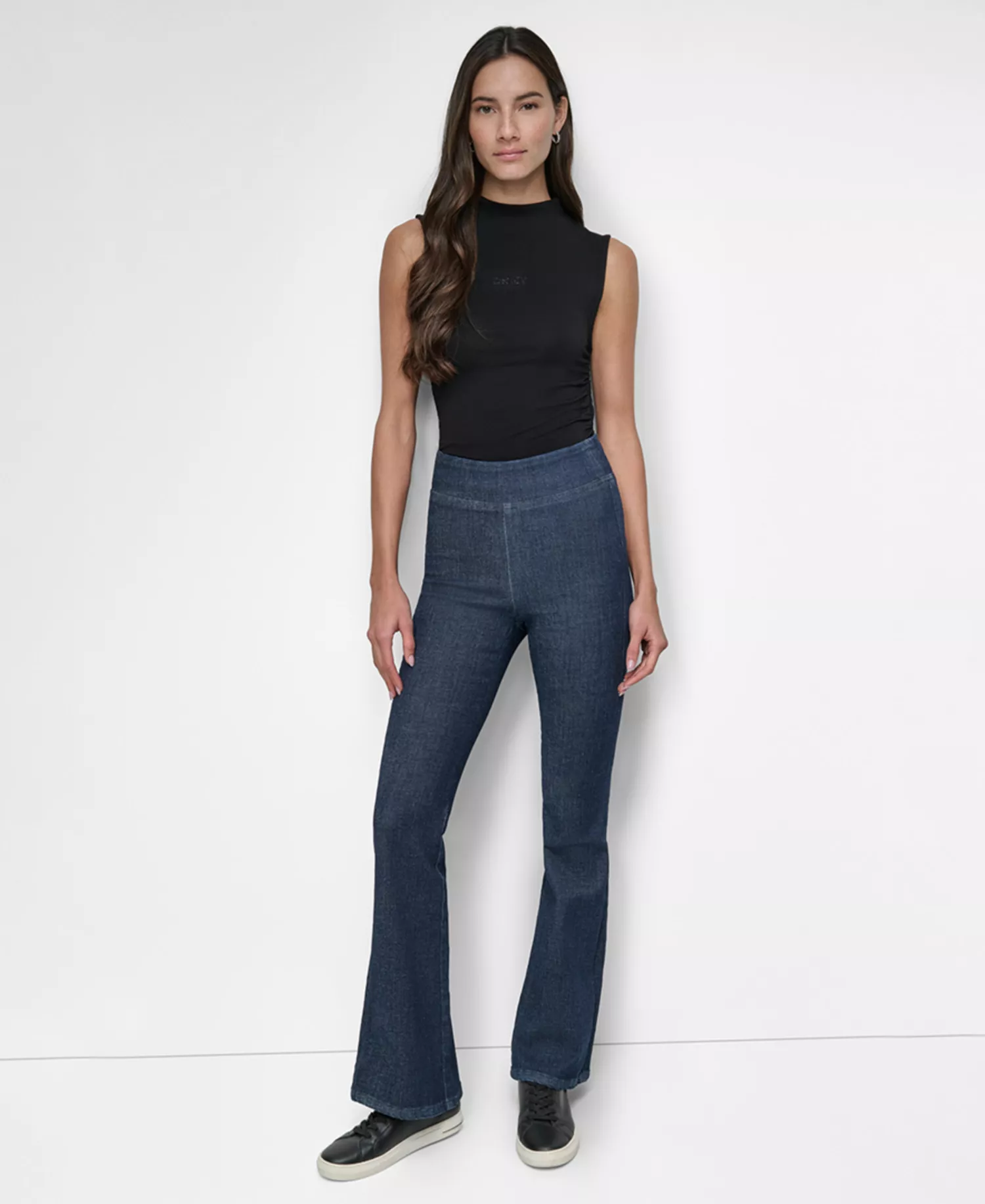 mni-a56d9452f0a106456b90c3c9e0ffa4f7 Petite High-Rise Flared-Leg Pull-On Jeans