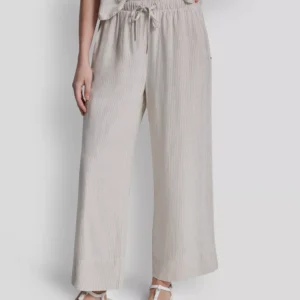 Petite Linen-Blend High-Waist Wide-Leg Drawstring Pants