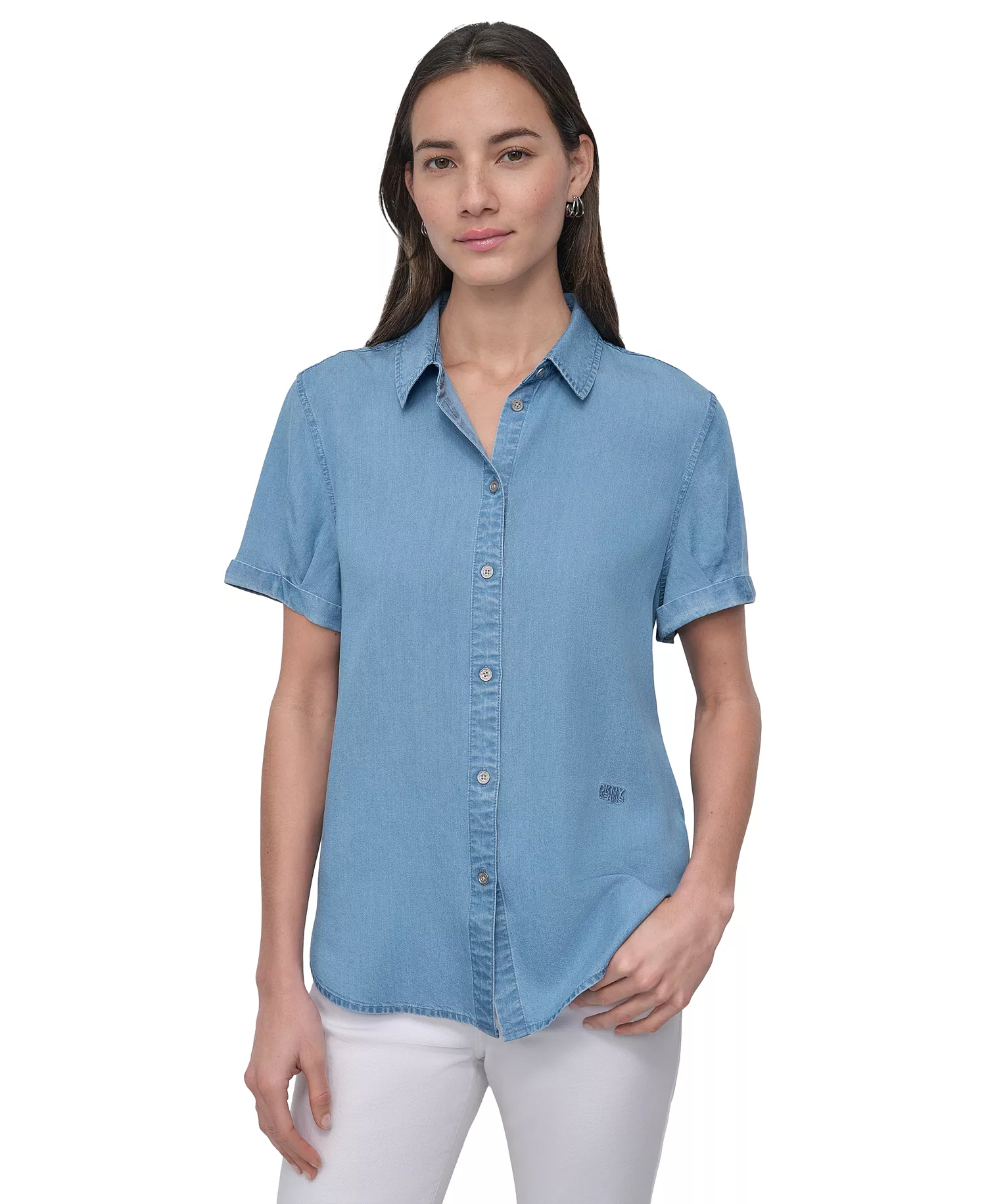 mni-a61f940ad9c1b775f1f8a2a16f3799c6 Women's Rolled-Sleeve Button-Up Shirt