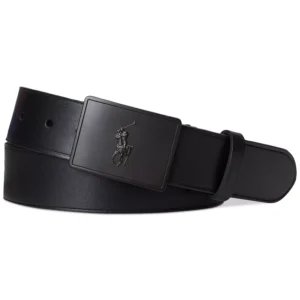 Men's Plaque-Buckle Leather Belt