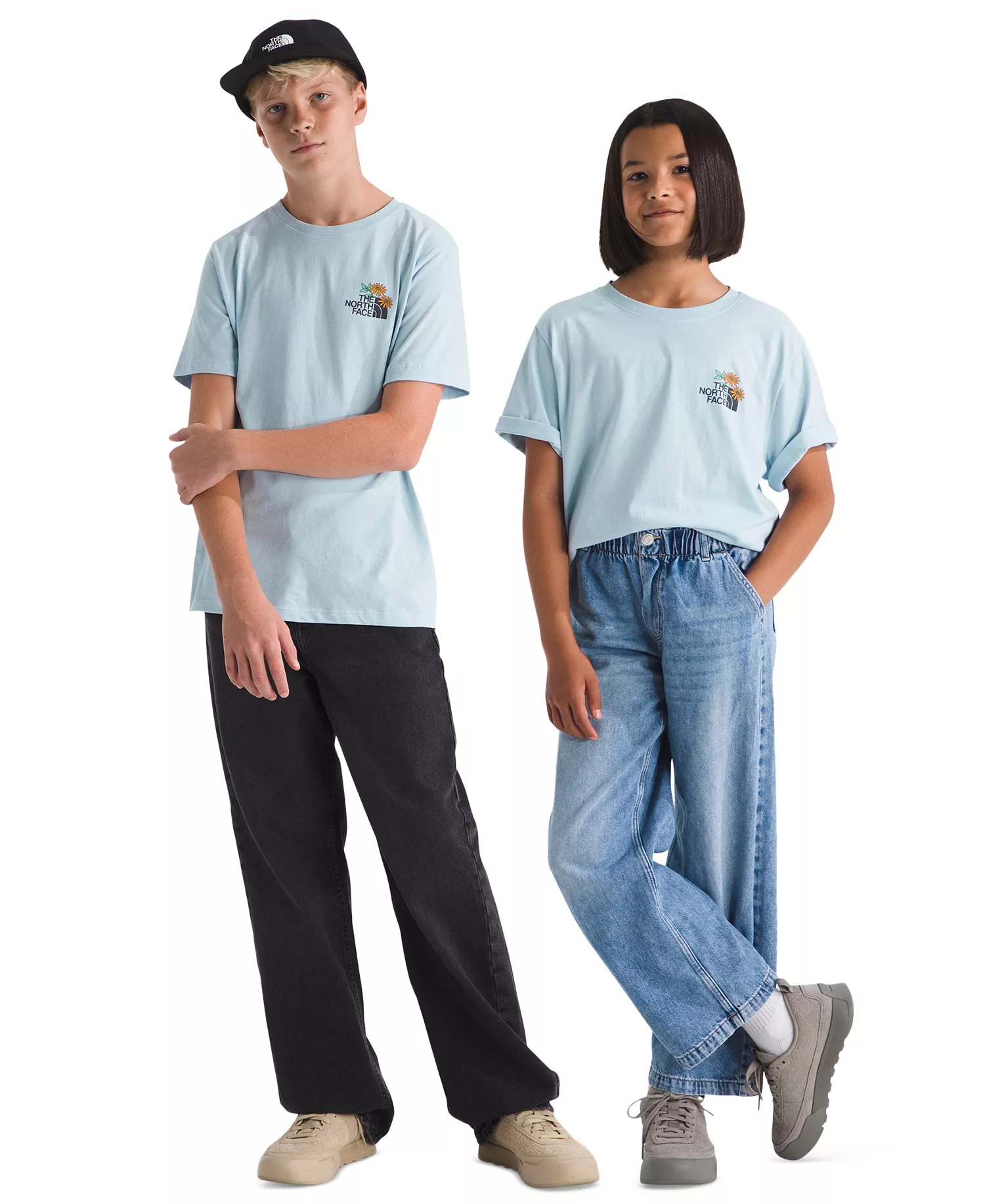 mni-a792db02ae4902cb346aaf4a4cb7f79e Boys' and Girls' 6-16 Floral Logo Short-Sleeve T-Shirt
