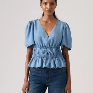 Women's V-Neck Floral-Print Short-Sleeve Blouse