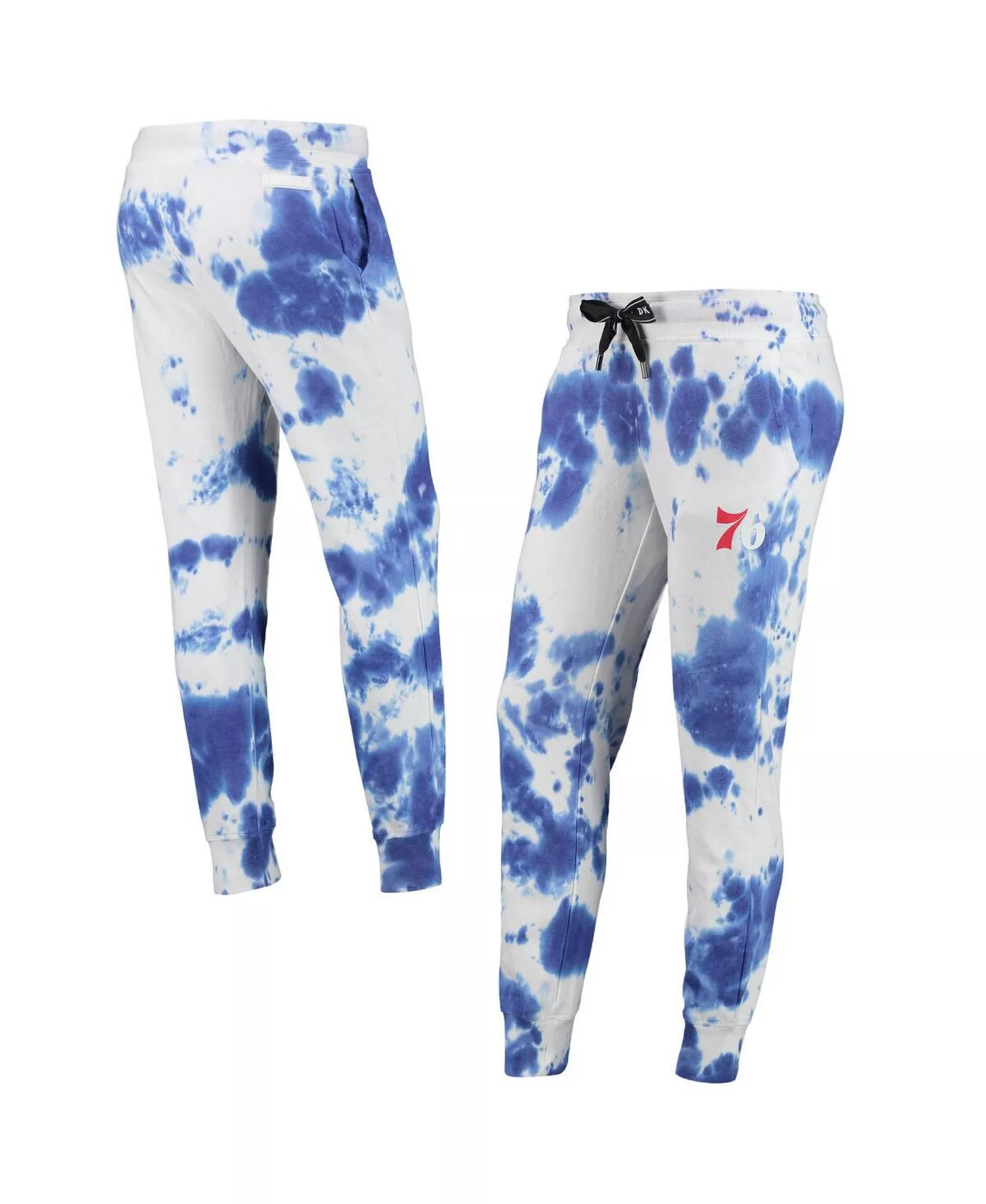 mni-a906871c47d5c1dd95e84703404adc5e Women's White and Royal Philadelphia 76ers Melody Tie-Dye Jogger Pants