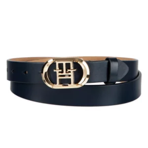 Women's Rounded Monogram Plaque Buckle Dress Belt