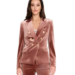 Women's Velvet Peak Lapel Collar Blazer