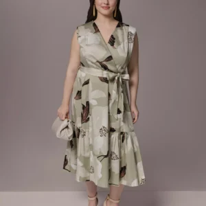 Plus Size Sleeveless Belted Midi Dress
