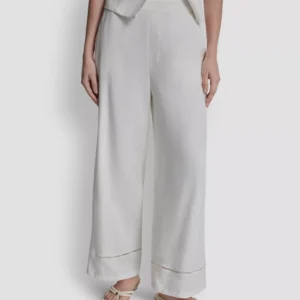 Petite Linen-Blend High-Rise Pull-On Wide-Leg Pants