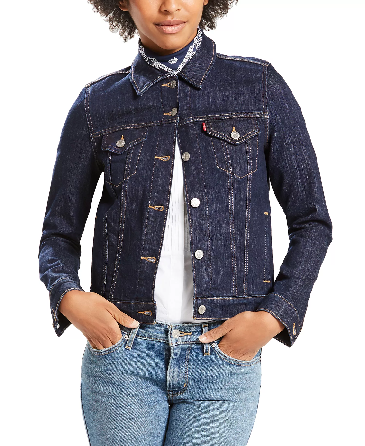 mni-aa5120b2738ffa5604020c088acd2bb2 Women's Original Cotton Denim Trucker Jacket — изображение 6