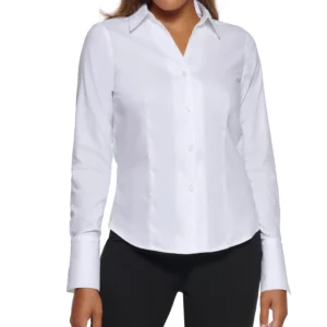 Petite Cotton Collared Button-Down Blouse