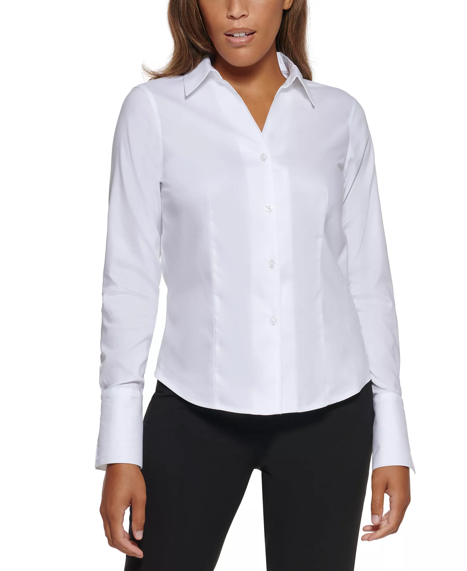 mni-ab1abe27115b5a70d872504d3f87fc71 Petite Cotton Collared Button-Down Blouse