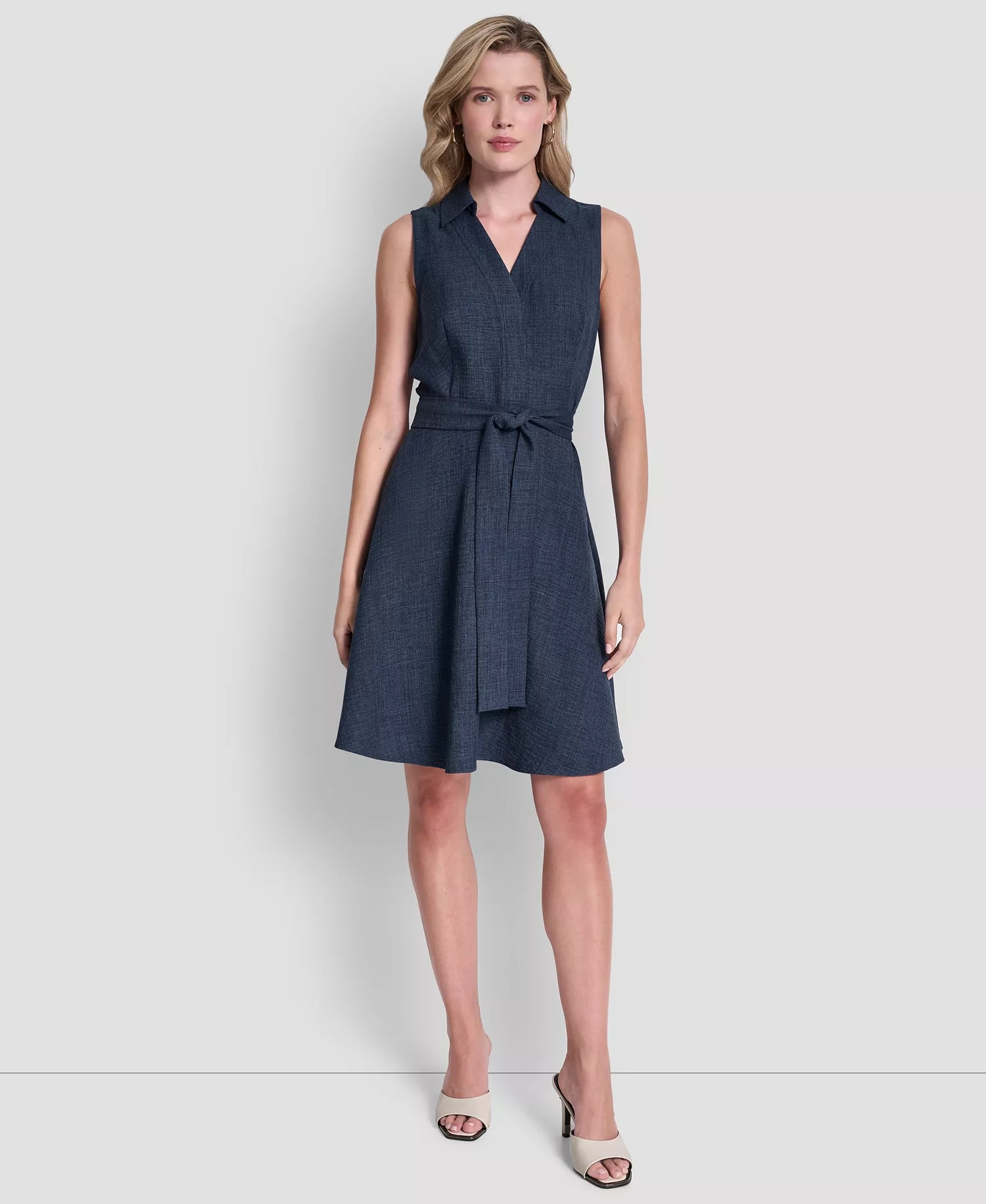 mni-abd20055cf67a5d3deee60a03d49e665 Women's Sleeveless Button-Front Shirt Dress