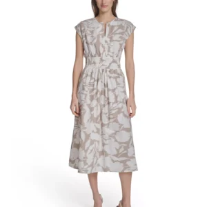 Women's Floral Smocked A-Line Midi Dress