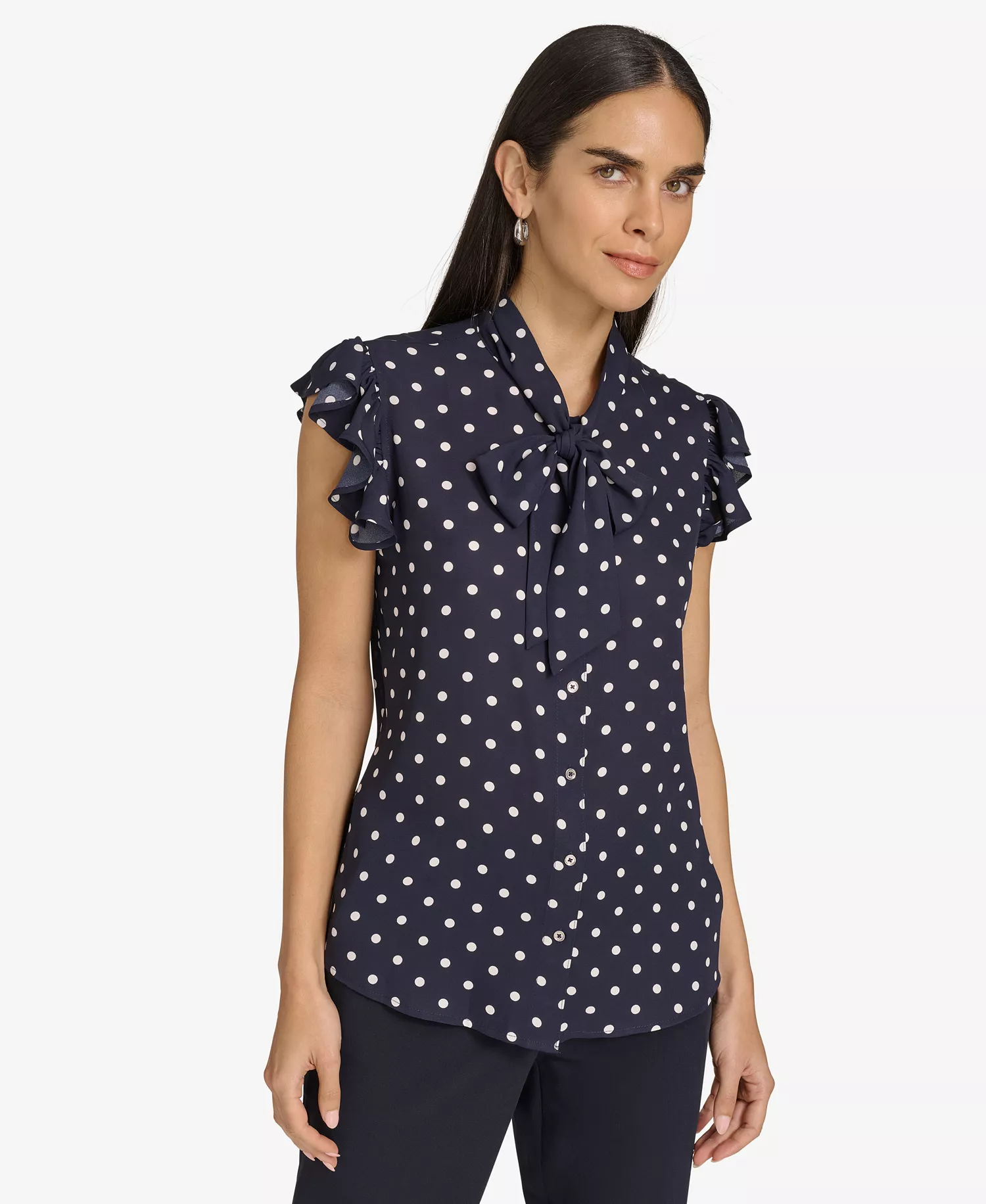 mni-abe1f30dc8aaed975cb0dcb7a261b443 Women's Ruffle-Sleeve Bow Blouse — изображение 3