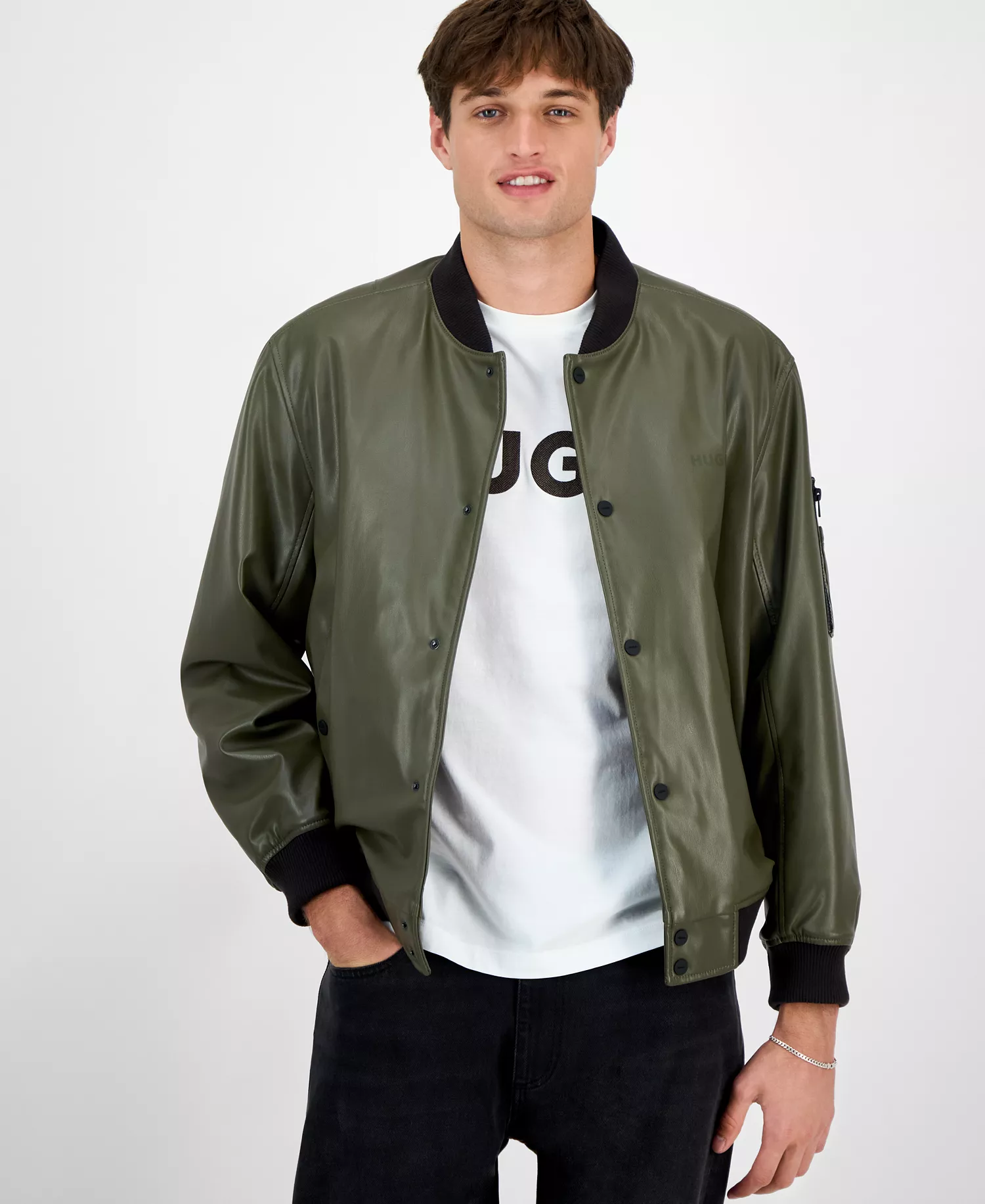 mni-ac2e379145a8a926e2c8cbbeb9279f8d Men's Balamo Faux Leather Bomber Jacket — изображение 3
