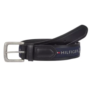 Men's Tri-Color Ribbon Inlay Leather Belt