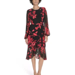 Women's Sheer Balloon Sleeve Dress
