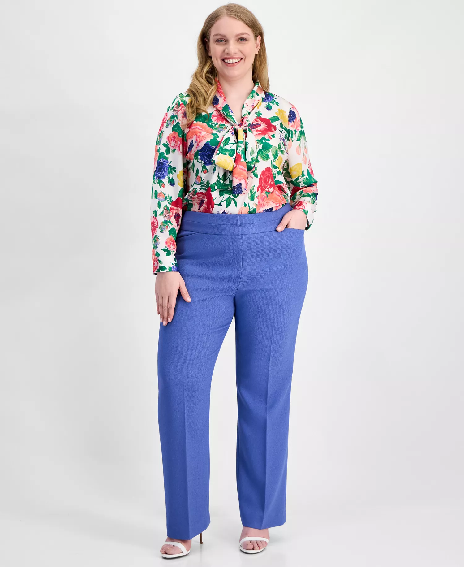 mni-adb287600bd96a9ce381455b6ad78c3f Plus Size Press-Pleat Straight-Leg Pants