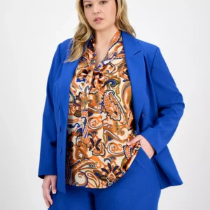 Plus Size Faux Double-Breasted Boyfriend Blazer