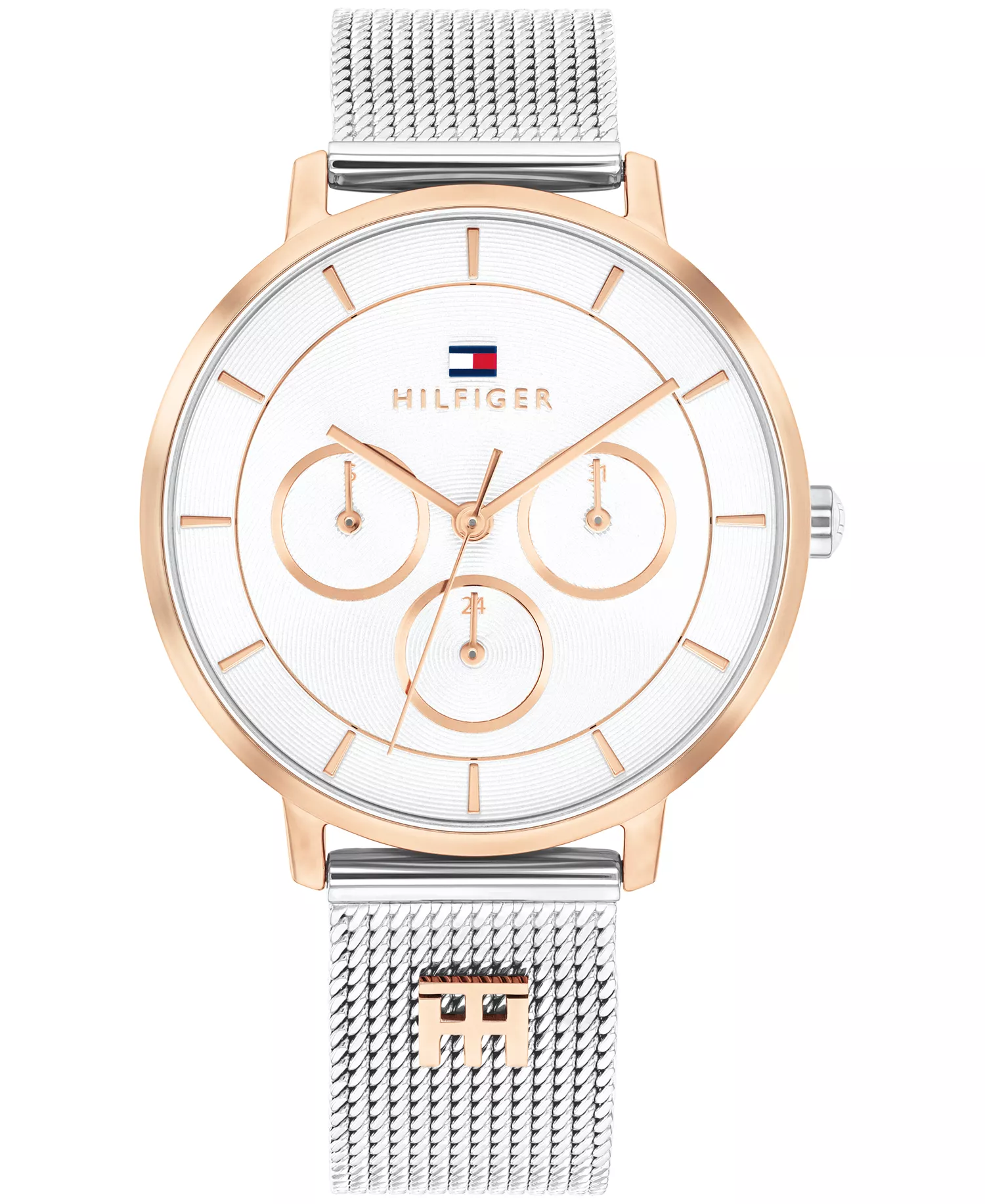 mni-ae2275bc6bc95a45955cae0c329116ad Women's Multifunction Two Tone Stainless Steel Mesh Bracelet Watch, 36mm