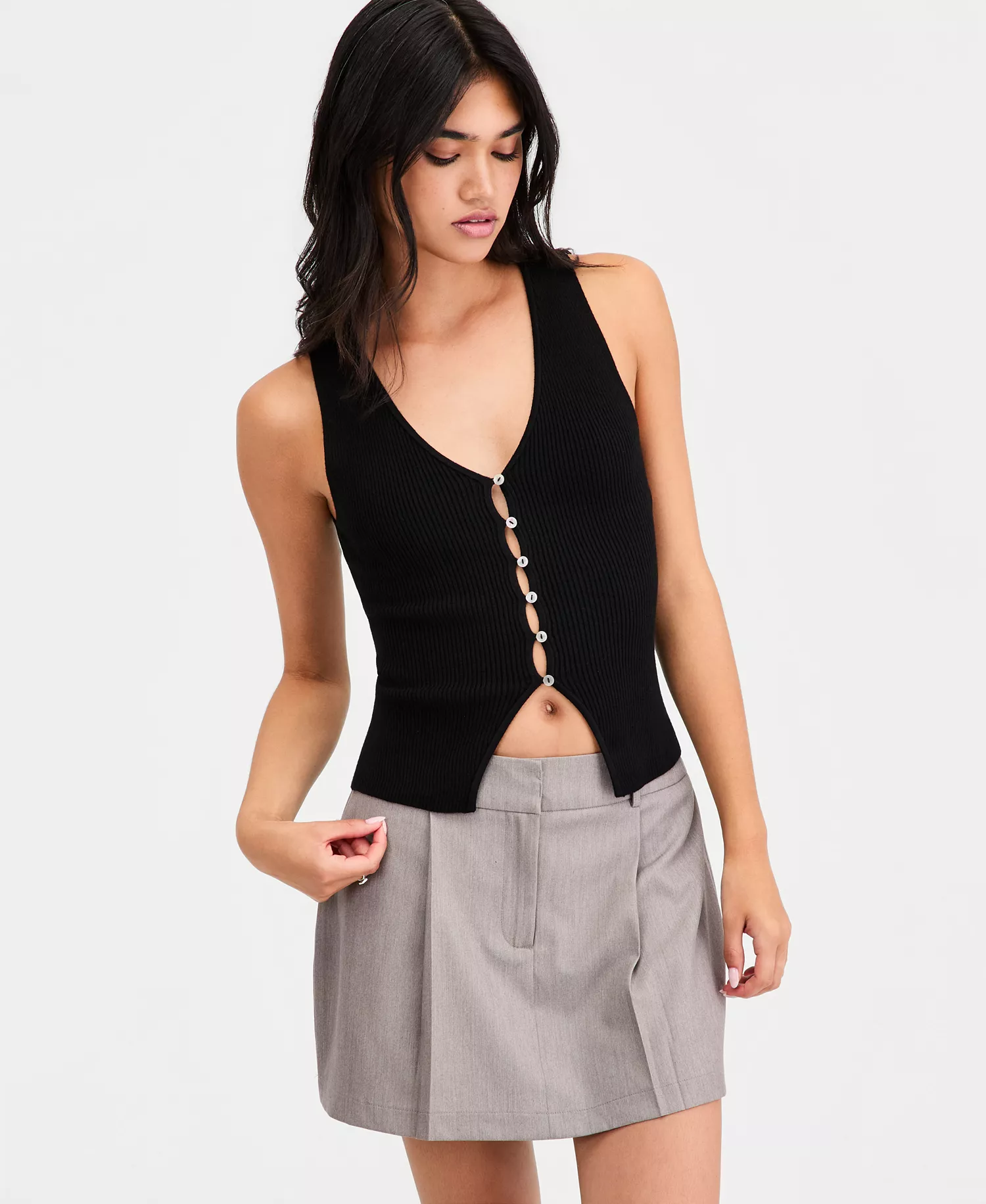 mni-aed72379599cf5774cec5a50a81d8691 Women's Ribbed Button-Front Top, Macy's Exclusive — изображение 4
