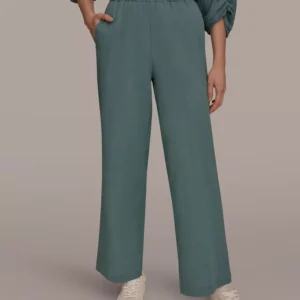 Women's Boat Neck Blouse and Mid-Rise Side Seam Pants