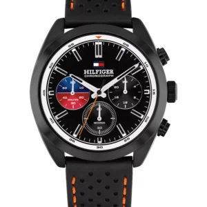 Men's Chronograph Black Leather Strap Watch, 40mm