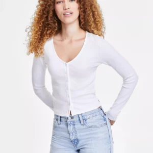 Women's Muse Ribbed Long-Sleeve Button-Up Top