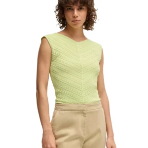 Women's Knitted Structure V-Neck Top